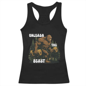 Unleash The Beast Racerback Tank Top Funny Bigfoot Fitness Workout Gift TS12 Black Print Your Wear