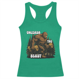 Unleash The Beast Racerback Tank Top Funny Bigfoot Fitness Workout Gift TS12 Irish Green Print Your Wear