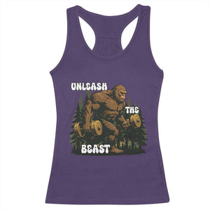 Unleash The Beast Racerback Tank Top Funny Bigfoot Fitness Workout Gift TS12 Purple Print Your Wear