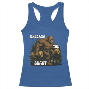 Unleash The Beast Racerback Tank Top Funny Bigfoot Fitness Workout Gift TS12 Royal Blue Print Your Wear