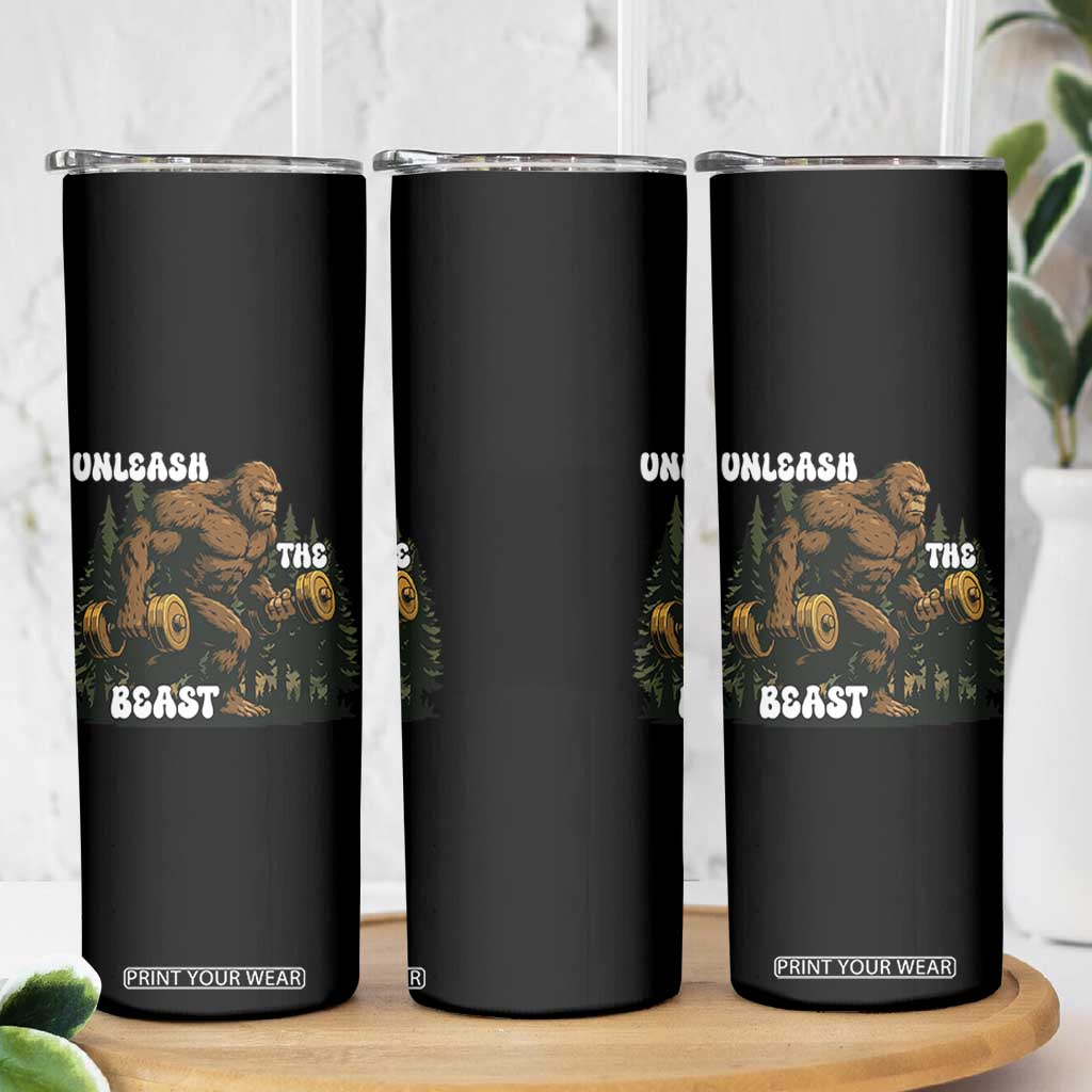 Unleash The Beast Skinny Tumbler Funny Bigfoot Fitness Workout Gift TS12 Print Your Wear