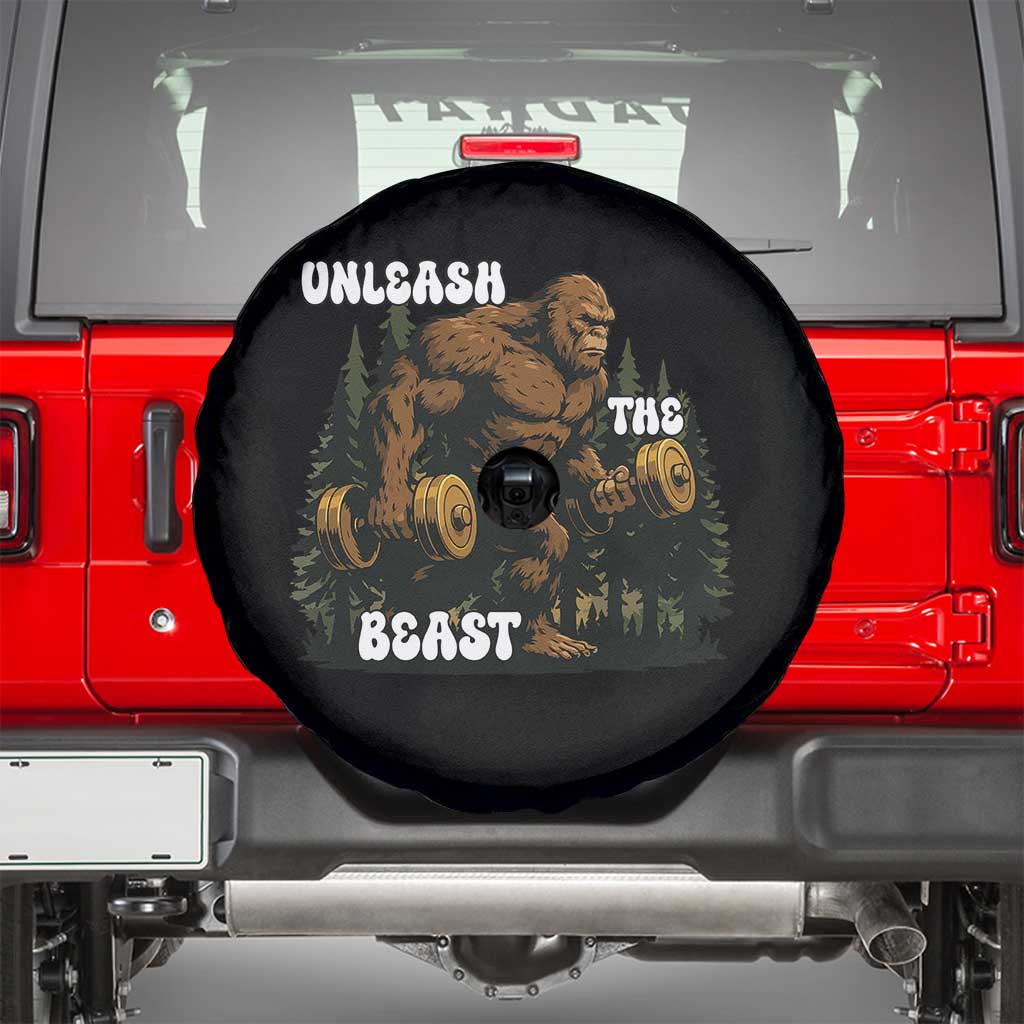 Unleash The Beast Spare Tire Cover Funny Bigfoot Fitness Workout Gift TS12 Black Print Your Wear