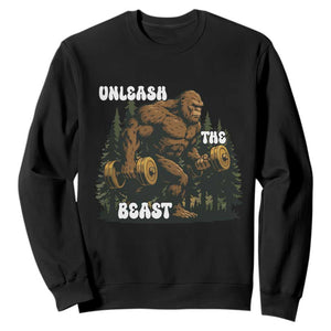 Unleash The Beast Sweatshirt Funny Bigfoot Fitness Workout Gift TS12 Black Print Your Wear