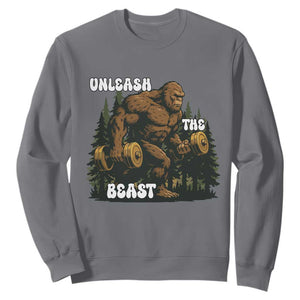 Unleash The Beast Sweatshirt Funny Bigfoot Fitness Workout Gift TS12 Charcoal Print Your Wear