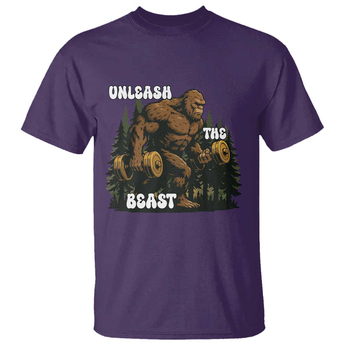 Unleash The Beast T Shirt Funny Bigfoot Fitness Workout Gift TS12 Purple Print Your Wear