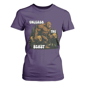 Unleash The Beast T Shirt For Women Funny Bigfoot Fitness Workout Gift TS12 Purple Print Your Wear