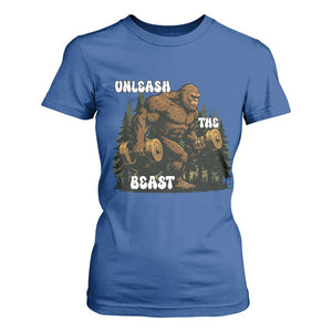 Unleash The Beast T Shirt For Women Funny Bigfoot Fitness Workout Gift TS12 Royal Blue Print Your Wear