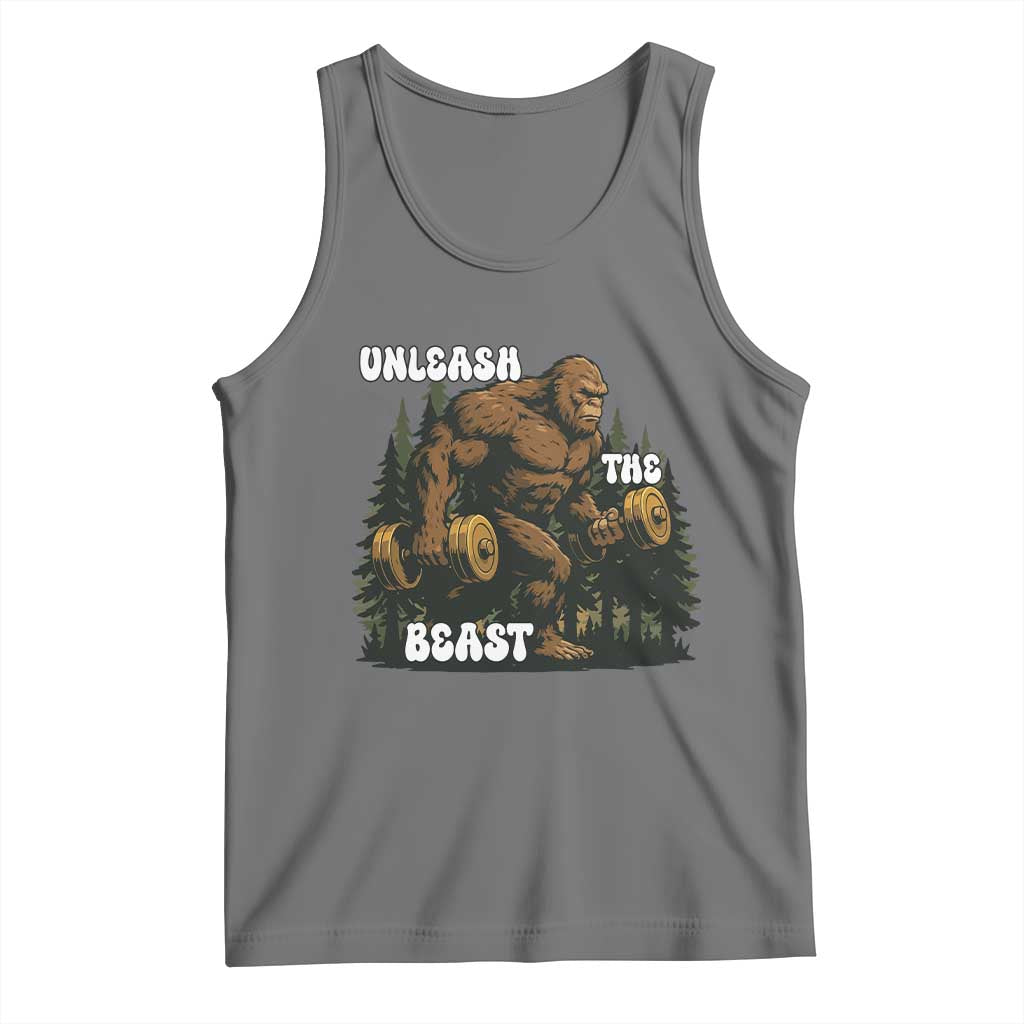 Unleash The Beast Tank Top Funny Bigfoot Fitness Workout Gift TS12 Black Heather Print Your Wear