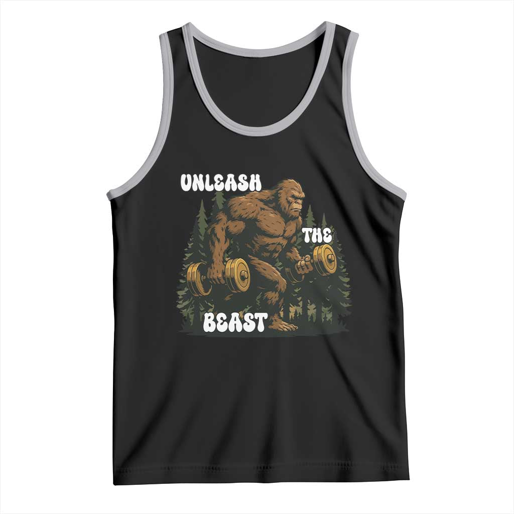 Unleash The Beast Tank Top Funny Bigfoot Fitness Workout Gift TS12 Black Athletic Heather Print Your Wear
