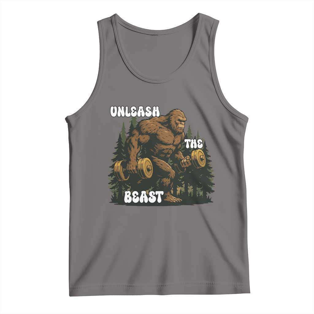 Unleash The Beast Tank Top Funny Bigfoot Fitness Workout Gift TS12 Deep Heather Print Your Wear