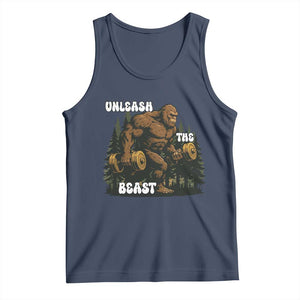 Unleash The Beast Tank Top Funny Bigfoot Fitness Workout Gift TS12 Navy Print Your Wear