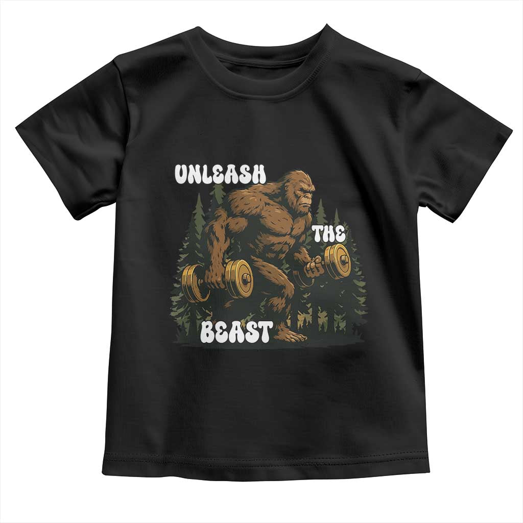 Unleash The Beast Toddler T Shirt Funny Bigfoot Fitness Workout Gift TS12 Black Print Your Wear