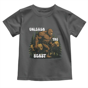Unleash The Beast Toddler T Shirt Funny Bigfoot Fitness Workout Gift TS12 Dark Heather Print Your Wear