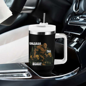 Unleash The Beast Tumbler With Handle Funny Bigfoot Fitness Workout Gift TS12 Print Your Wear