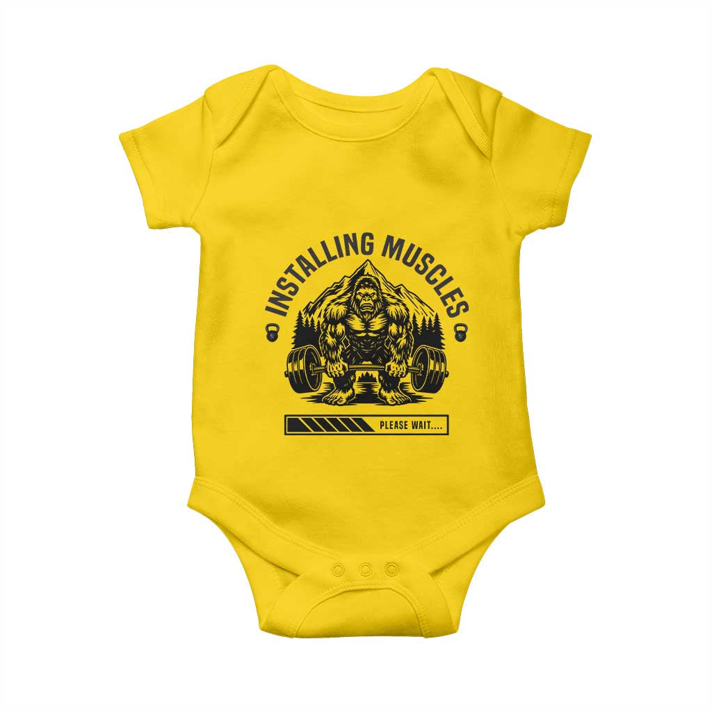 Installing Muscles Please Wait Baby Onesie Bigfoot Funny Gym Workout Gift TS12 Daisy Print Your Wear