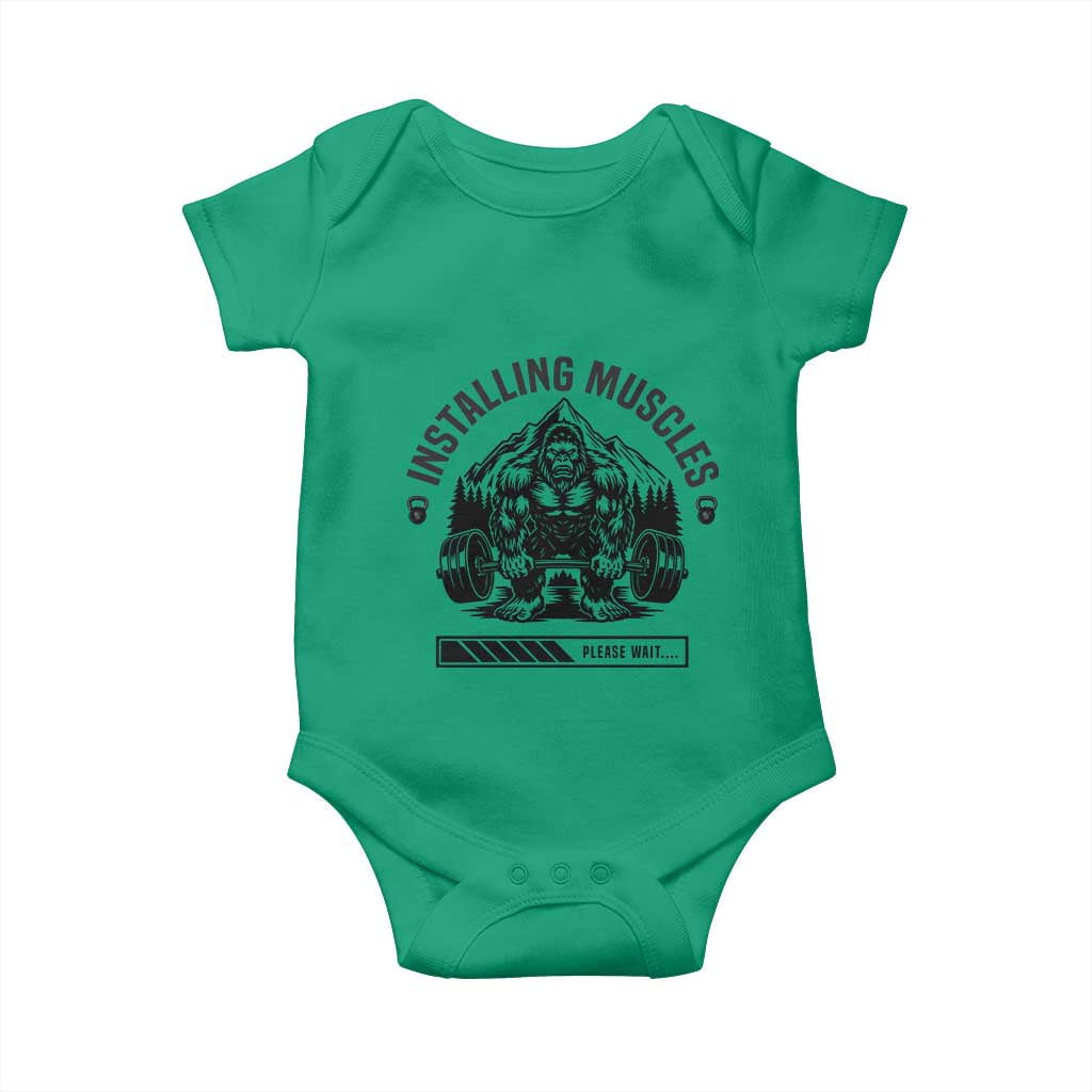 Installing Muscles Please Wait Baby Onesie Bigfoot Funny Gym Workout Gift TS12 Irish Green Print Your Wear