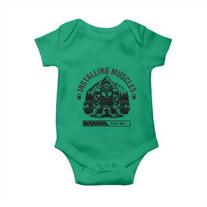 Installing Muscles Please Wait Baby Onesie Bigfoot Funny Gym Workout Gift TS12 Irish Green Print Your Wear