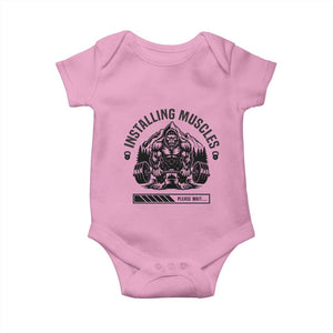 Installing Muscles Please Wait Baby Onesie Bigfoot Funny Gym Workout Gift TS12 Light Pink Print Your Wear