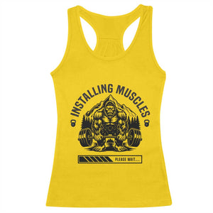 Installing Muscles Please Wait Racerback Tank Top Bigfoot Funny Gym Workout Gift TS12 Daisy Print Your Wear