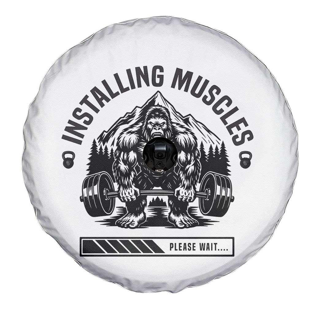 Installing Muscles Please Wait Spare Tire Cover Bigfoot Funny Gym Workout Gift TS12 Print Your Wear