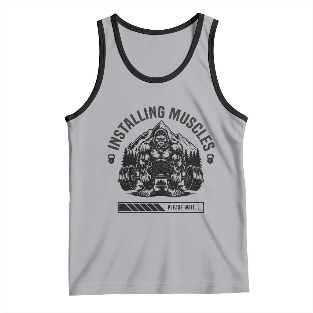 Installing Muscles Please Wait Tank Top Bigfoot Funny Gym Workout Gift TS12 Athletic Heather Black Print Your Wear