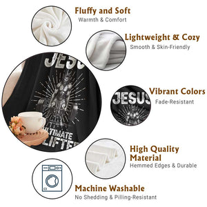 Funny Christian Gym Gift Throw Blanket Jesus The Ultimate Deadlifter TS12 Print Your Wear