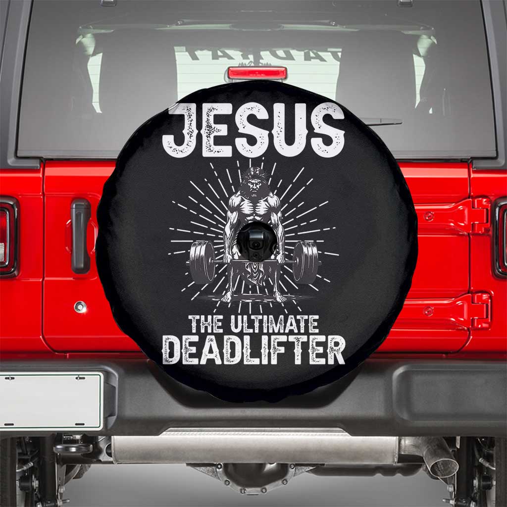 Funny Christian Gym Gift Spare Tire Cover Jesus The Ultimate Deadlifter TS12 Black Print Your Wear