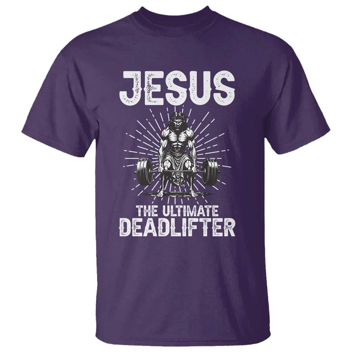 Funny Christian Gym Gift T Shirt Jesus The Ultimate Deadlifter TS12 Purple Print Your Wear