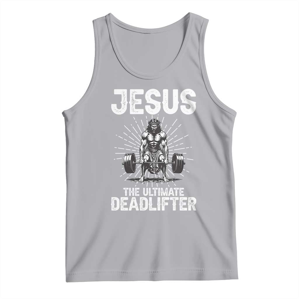 Funny Christian Gym Gift Tank Top Jesus The Ultimate Deadlifter TS12 Athletic Heather Print Your Wear