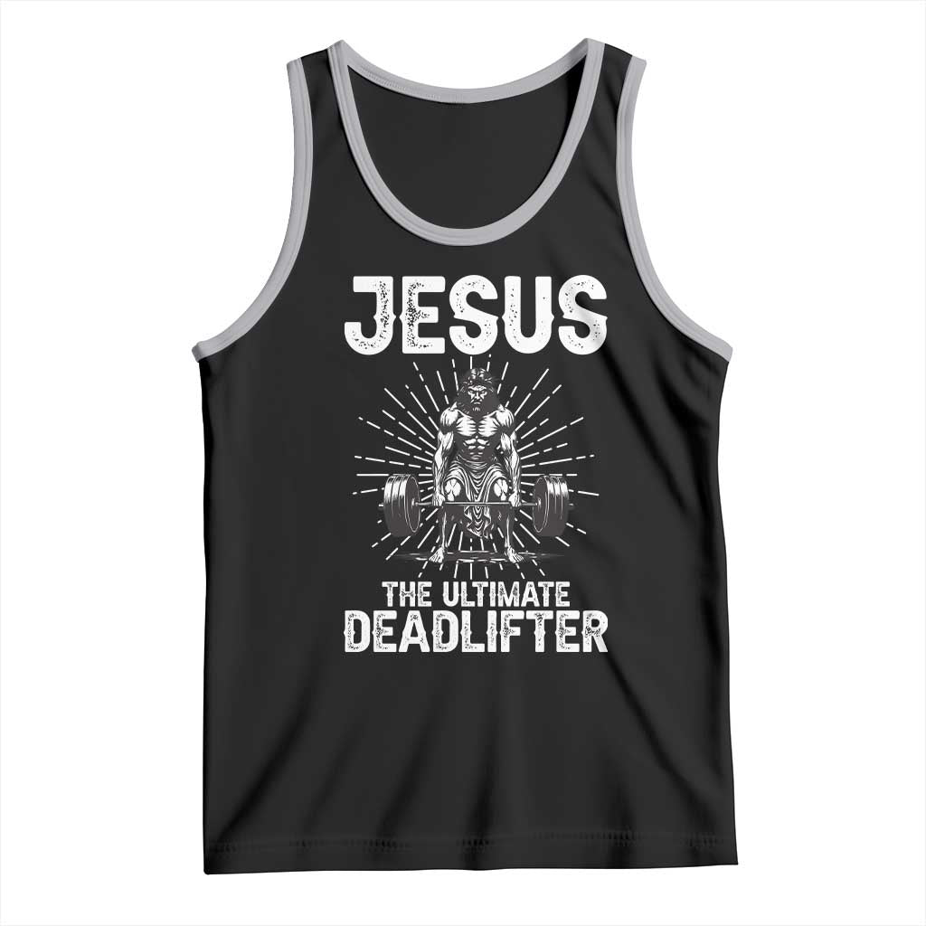 Funny Christian Gym Gift Tank Top Jesus The Ultimate Deadlifter TS12 Black Athletic Heather Print Your Wear