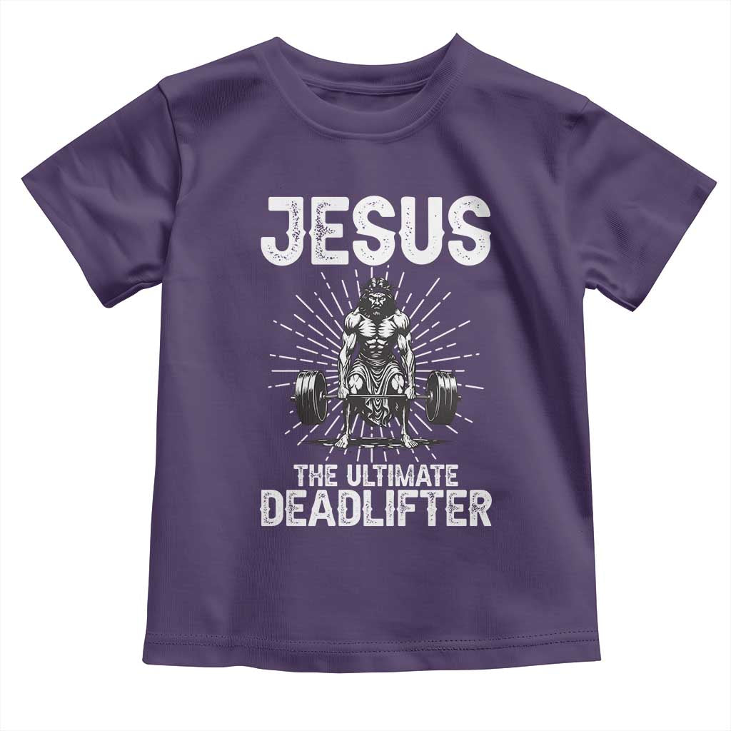 Funny Christian Gym Gift Toddler T Shirt Jesus The Ultimate Deadlifter TS12 Purple Print Your Wear