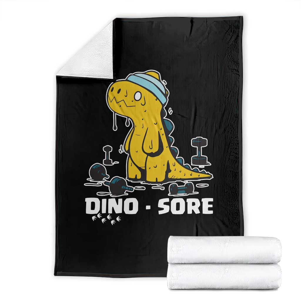 Dino Sore Throw Blanket Funny Dinosaur Workout Gift TS12 Black Print Your Wear
