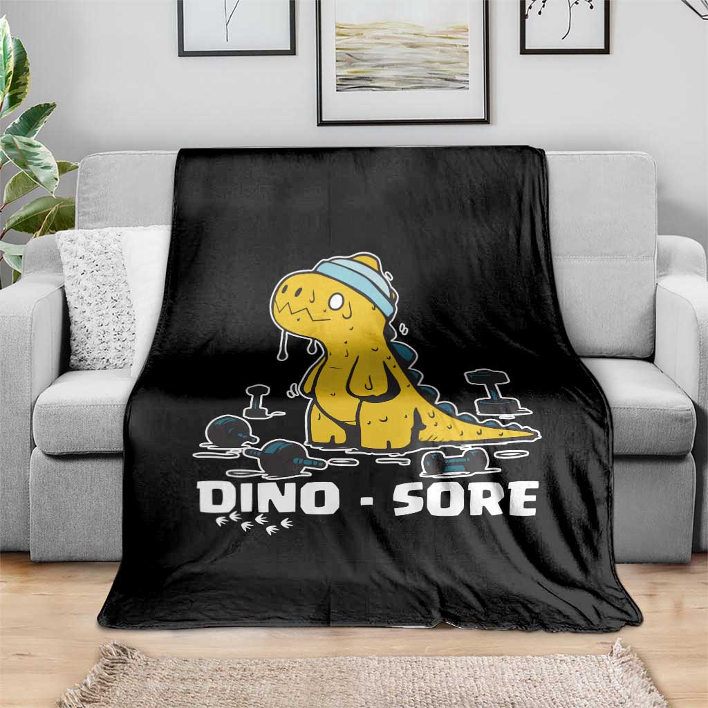 Dino Sore Throw Blanket Funny Dinosaur Workout Gift TS12 Print Your Wear