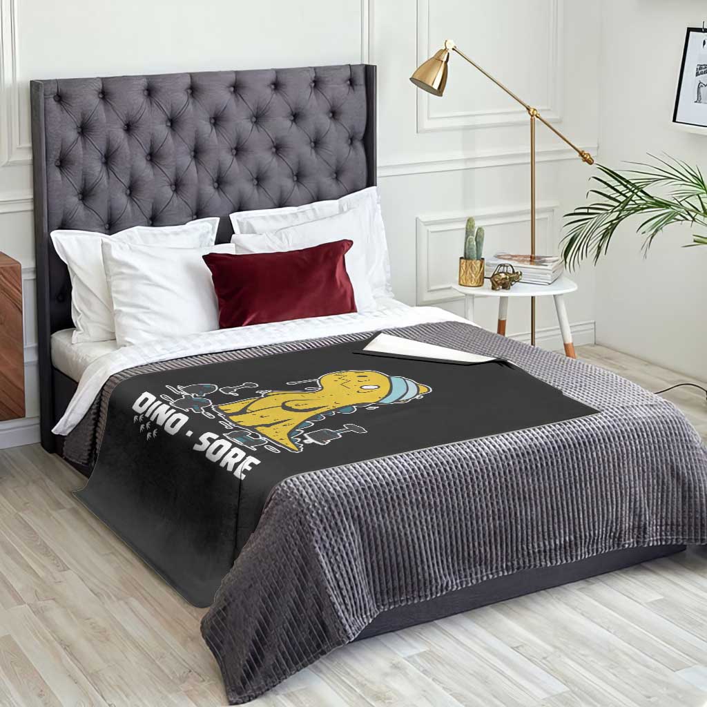 Dino Sore Throw Blanket Funny Dinosaur Workout Gift TS12 Print Your Wear