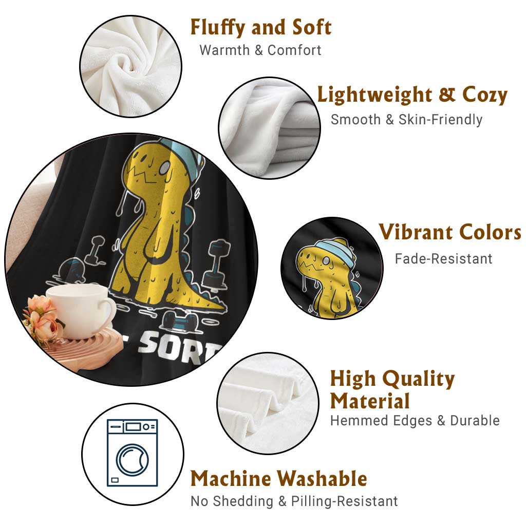 Dino Sore Throw Blanket Funny Dinosaur Workout Gift TS12 Print Your Wear