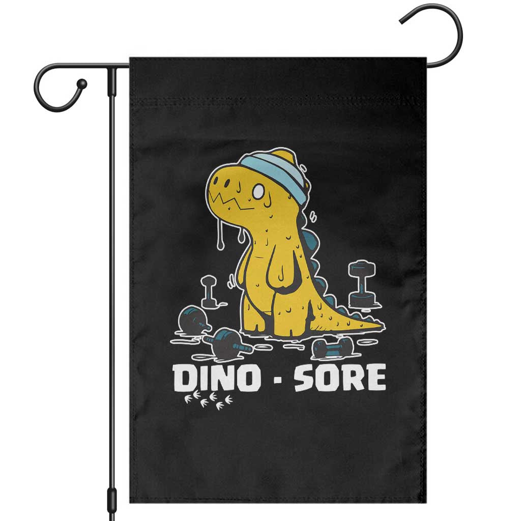 Dino Sore Garden Flag Funny Dinosaur Workout Gift TS12 Black Print Your Wear