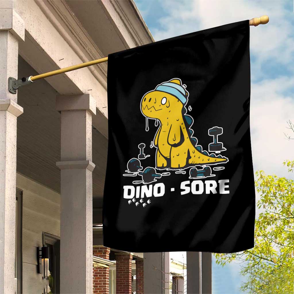 Dino Sore Garden Flag Funny Dinosaur Workout Gift TS12 Print Your Wear
