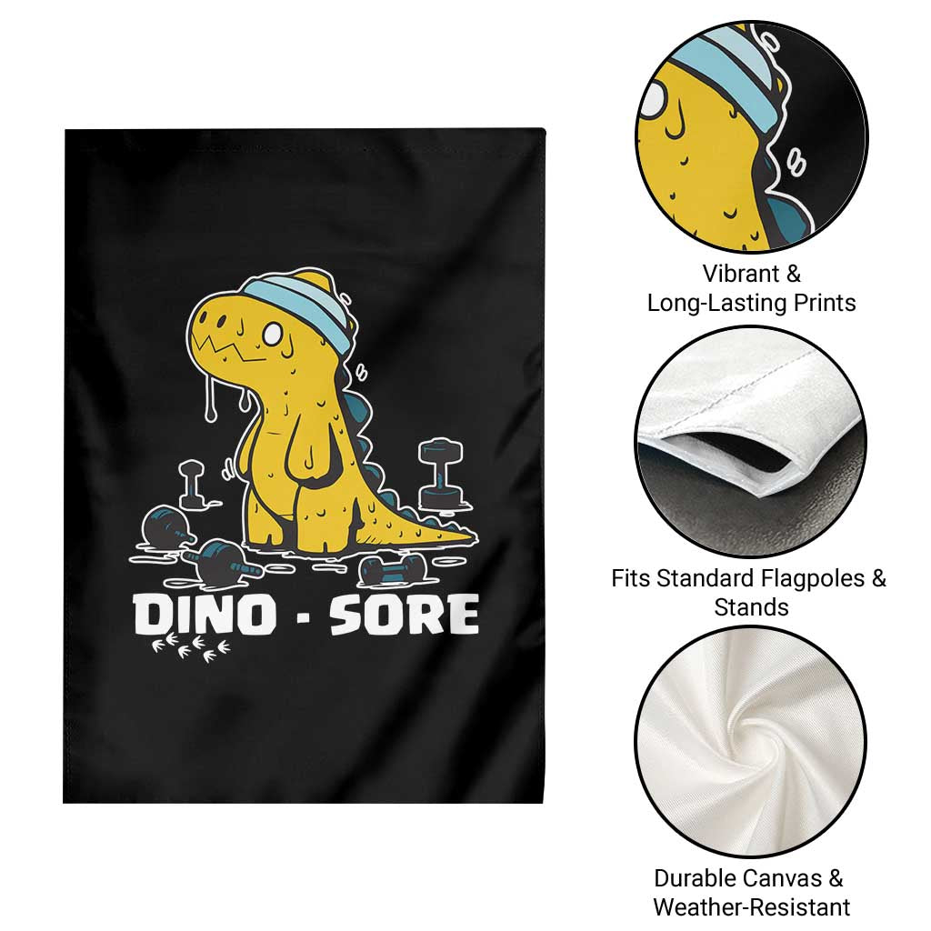 Dino Sore Garden Flag Funny Dinosaur Workout Gift TS12 Print Your Wear