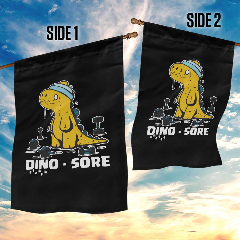 Dino Sore Garden Flag Funny Dinosaur Workout Gift TS12 Print Your Wear
