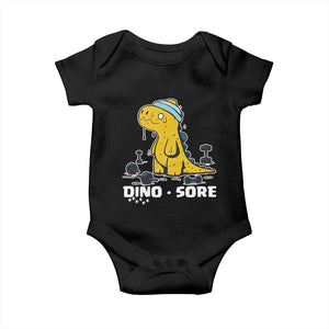 Dino Sore Baby Onesie Funny Dinosaur Workout Gift TS12 Black Print Your Wear