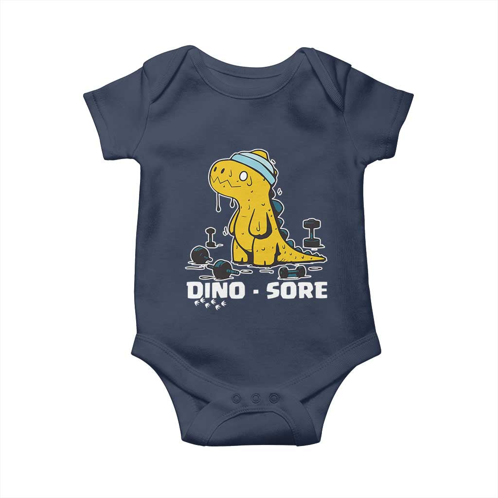 Dino Sore Baby Onesie Funny Dinosaur Workout Gift TS12 Navy Print Your Wear