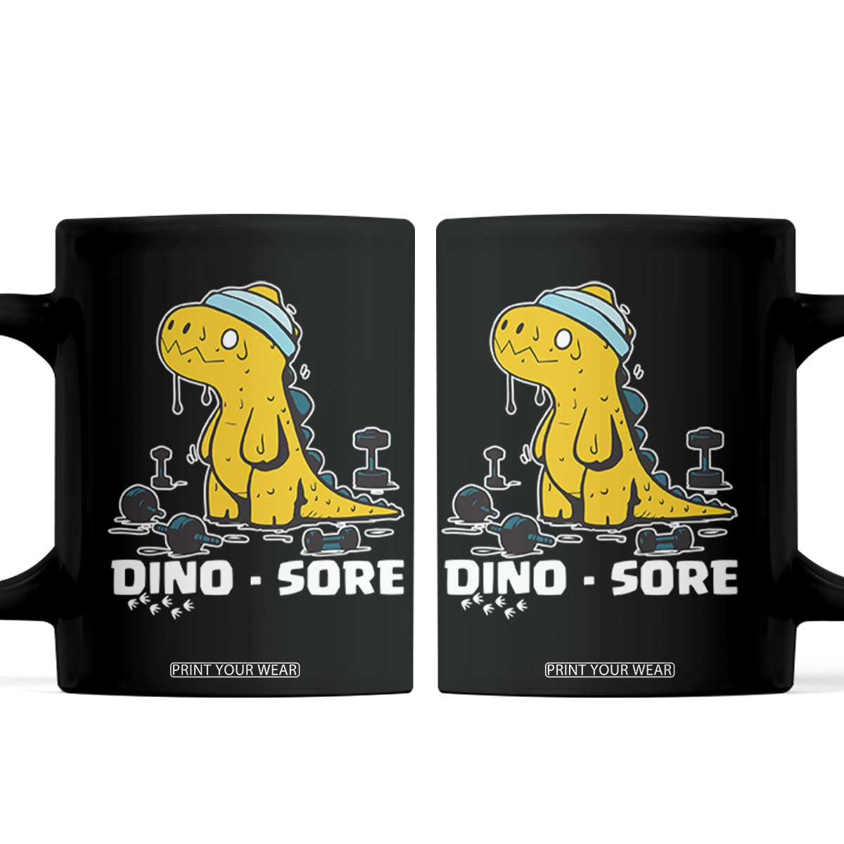 Dino Sore Coffee Mug Funny Dinosaur Workout Gift TS12 Black Print Your Wear
