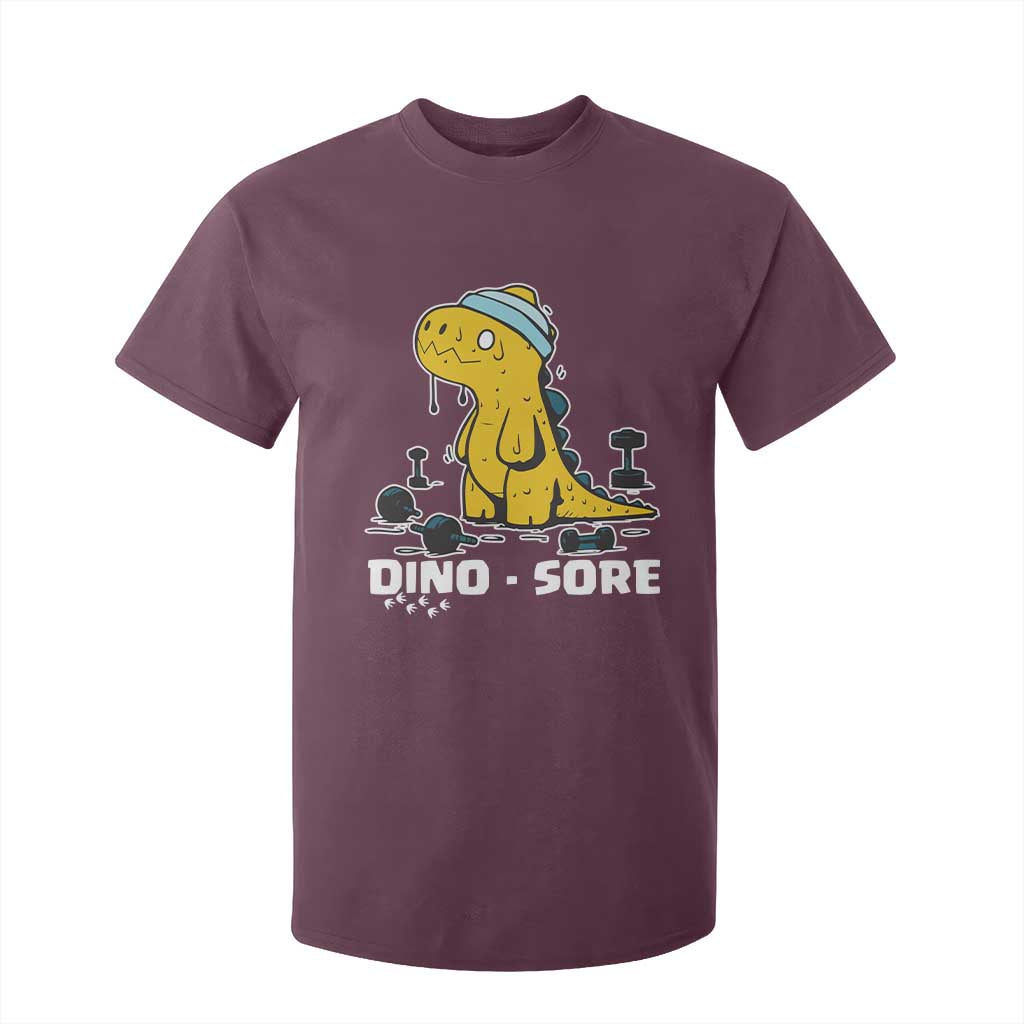 Dino Sore T Shirt For Kid Funny Dinosaur Workout Gift TS12 Maroon Print Your Wear