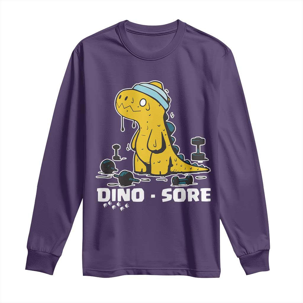 Dino Sore Long Sleeve Shirt Funny Dinosaur Workout Gift TS12 Purple Print Your Wear