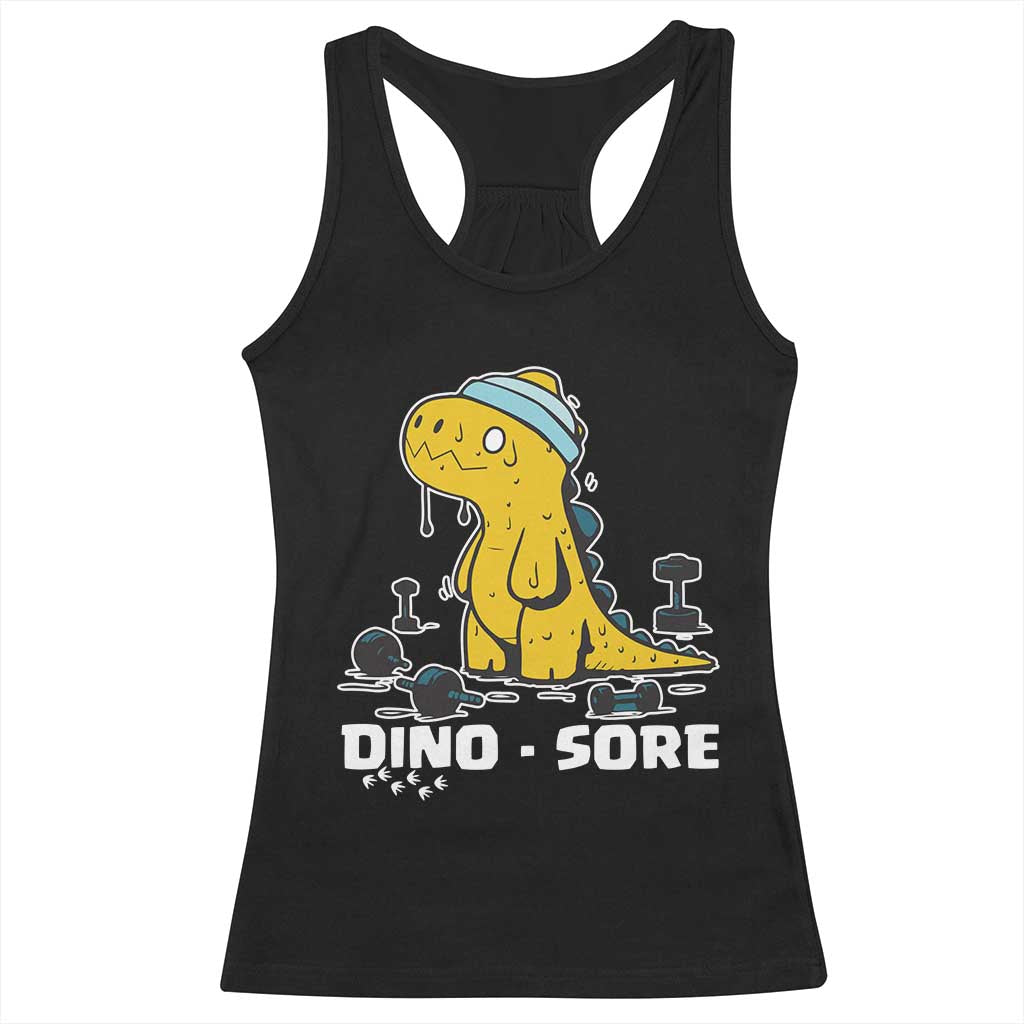 Dino Sore Racerback Tank Top Funny Dinosaur Workout Gift TS12 Black Print Your Wear