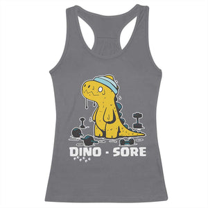 Dino Sore Racerback Tank Top Funny Dinosaur Workout Gift TS12 Charcoal Print Your Wear