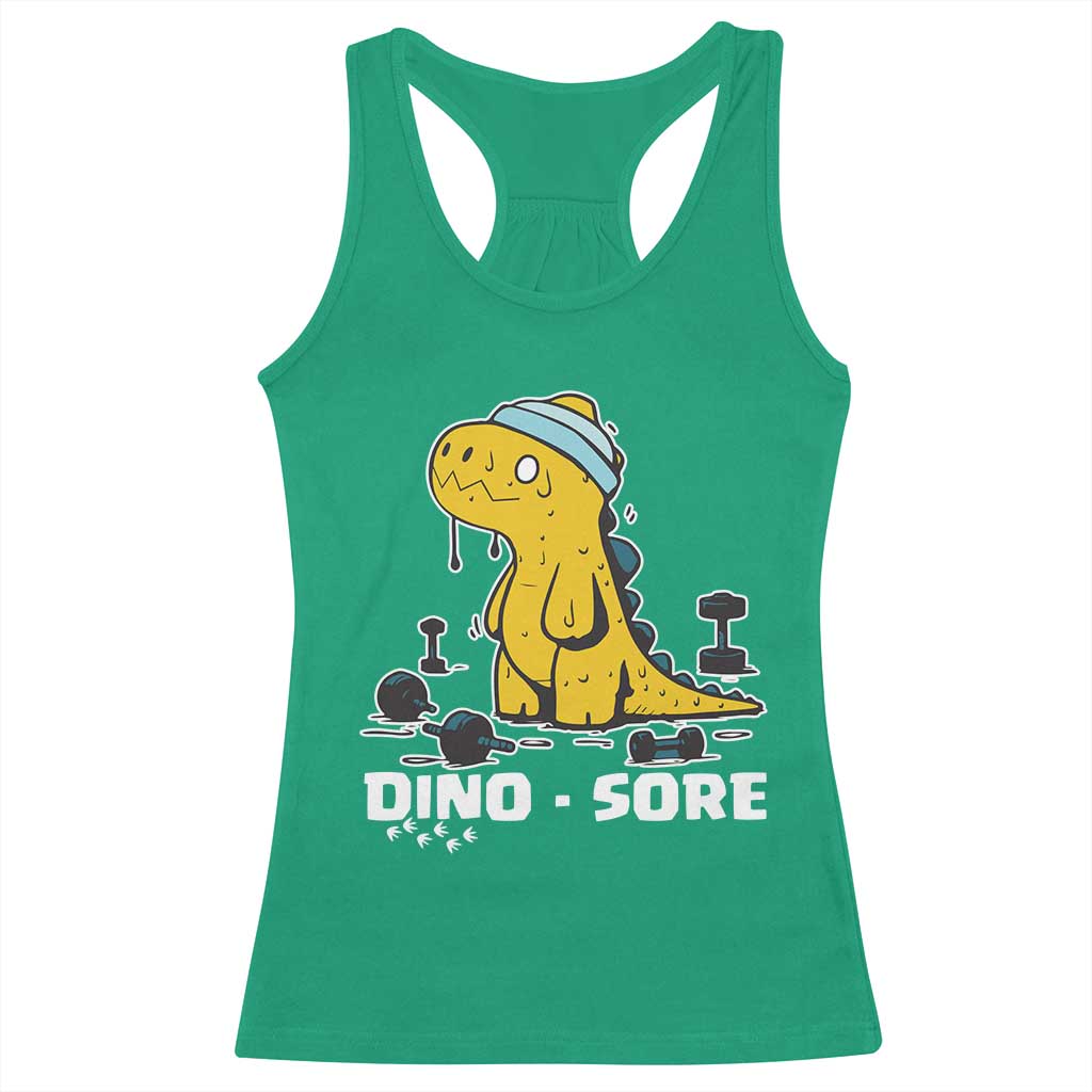 Dino Sore Racerback Tank Top Funny Dinosaur Workout Gift TS12 Irish Green Print Your Wear