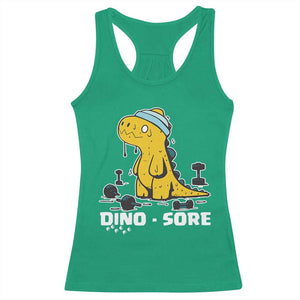 Dino Sore Racerback Tank Top Funny Dinosaur Workout Gift TS12 Irish Green Print Your Wear