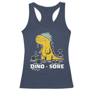 Dino Sore Racerback Tank Top Funny Dinosaur Workout Gift TS12 Navy Print Your Wear