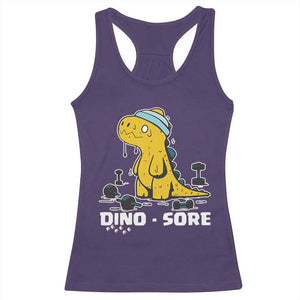 Dino Sore Racerback Tank Top Funny Dinosaur Workout Gift TS12 Purple Print Your Wear